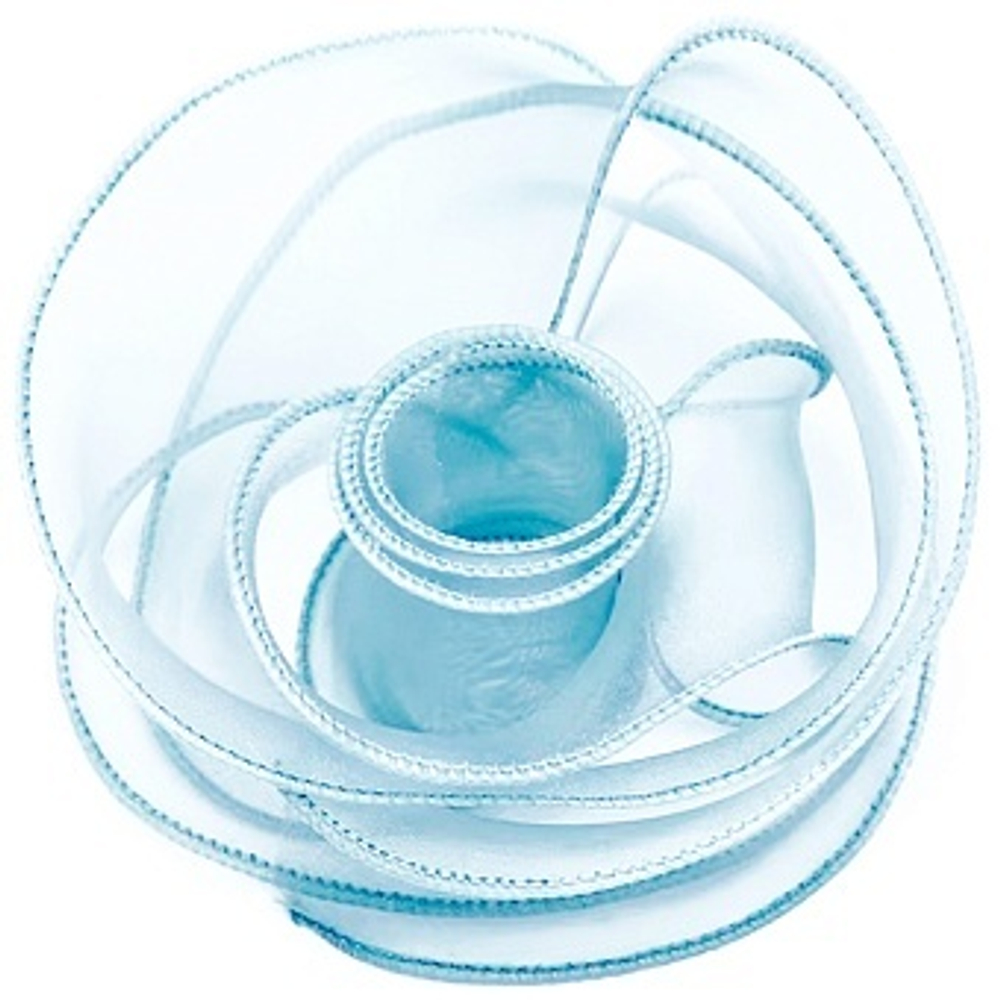 Лента декоративная (4 см*9,14 м) Органза с леской Голубой