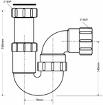 Сифон трубный Р-образный (2"х50мм) без выпуска McAlpine 5259