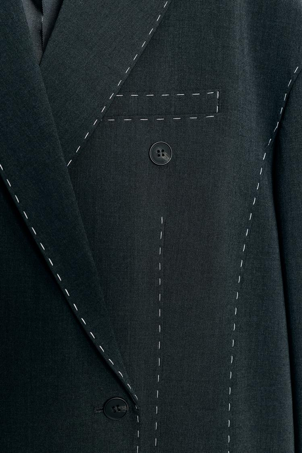 ZARA БЛЕЙЗЕР ОВЕРСАЙЗ С КОНТРАСТНОЙ ОТДЕЛКОЙ, АНТРАЦИТОВО-СЕРЫЙ