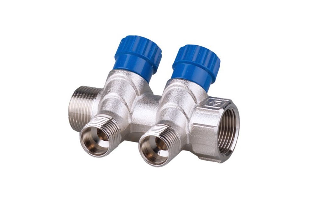 VT.Коллектор 2 вых 3/4"х1/2" рег. вент. нар.