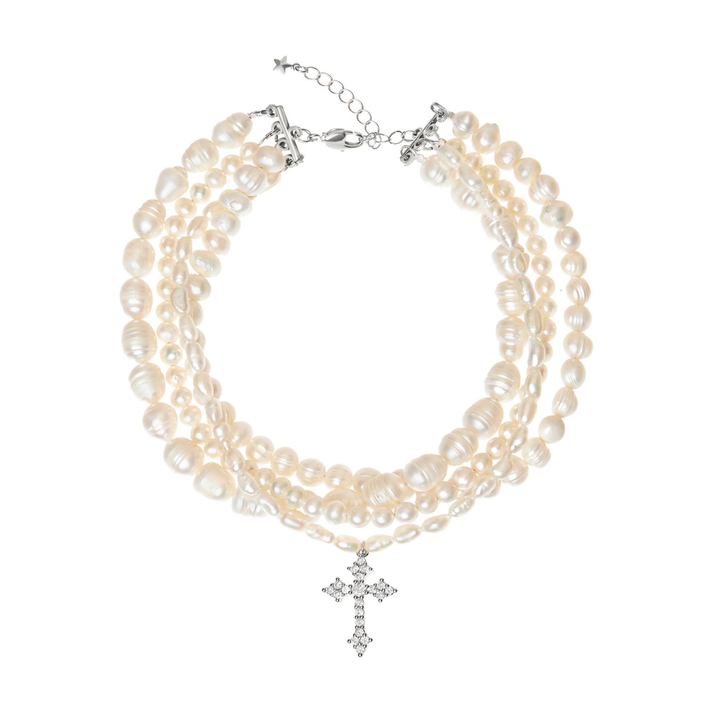 Колье Pearly Abundance Cross Necklace – Silver
