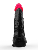 Чёрный фаллоимитатор с красной головкой - 18,5 см. (Цвет: черный с красным)
