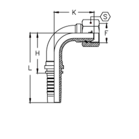 Фитинг DN 06 BSP (Г) 1/4 (90) (накидная гайка, o-ring)