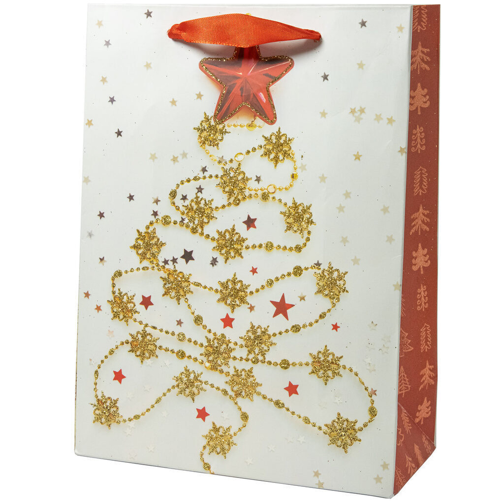 Пакет подар. бум. новогодн. 26*32*10см 210гр/м "Подарки" 4 дизайна, глиттер, 1 дизайн в упаковке