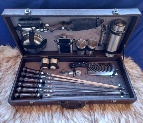 Шашлычный набор подарочный "Буйвол Элит" №30 в кейсе из экокожи