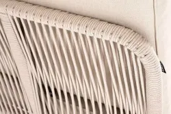 "Канны" угловой модуль плетеный из роупа, основание дуб, роуп бежевый круглый, ткань бежевая 052