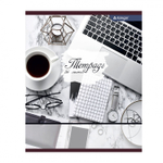 Тетрадь 36 л., А5, клетка, Alingar "Офис", скрепка, второй блок 60г/м2, мелованный картон (стандарт), 4 дизайна в пленке т/у