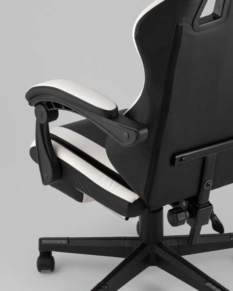 Кресло спортивное TopChairs Prophet с оттоманкой черно-белый