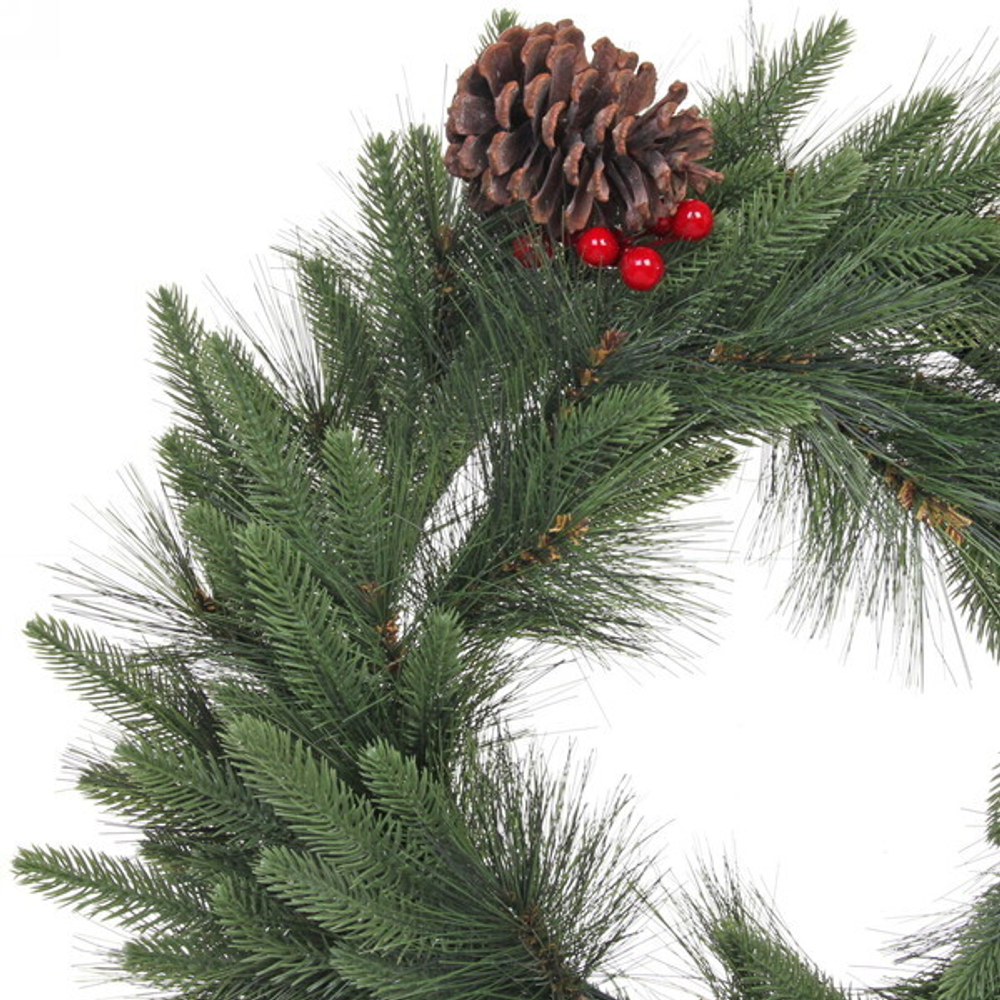 Венок хвойный новогодний «Сказочный этюд» 50 см, леска+резина, шишки, ягоды