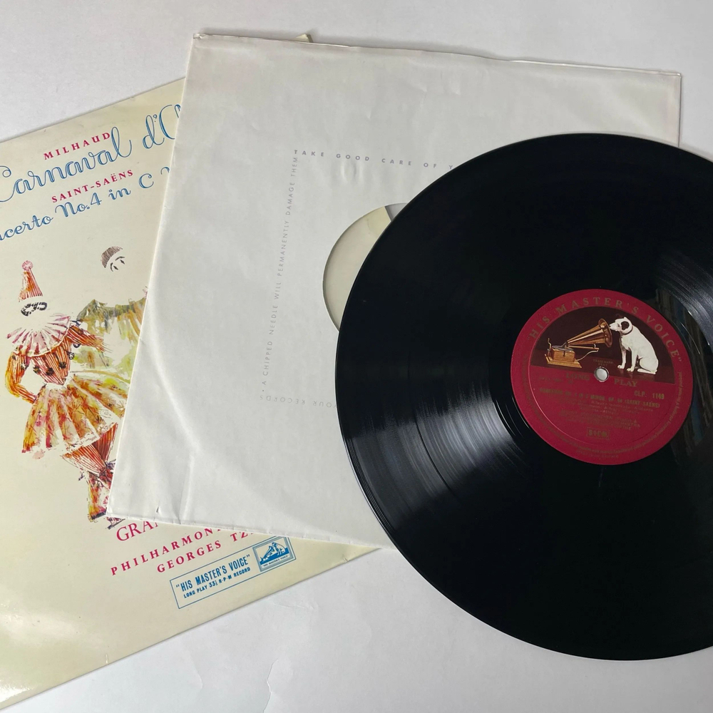 Винтажная виниловая пластинка LP Saint Saens, Milhaud, Grant Johannesen , Piano, With The Philharmonia Orchestra, Georges Tzipine, Concerto No 4 In C Minor (Англия 1958)