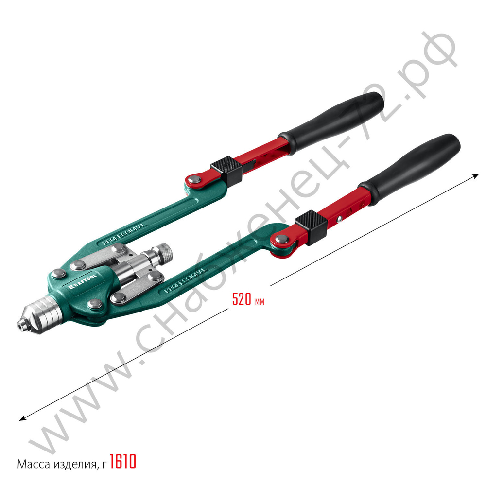 KRAFTOOL Combo3-M12, 3 вида заклёпок, комбинированный складной заклепочник в кейсе (31182_z01)