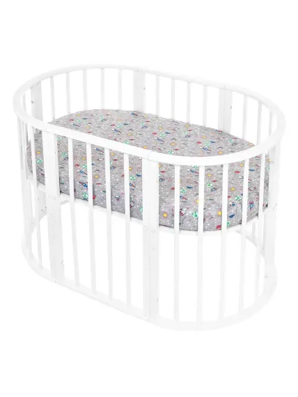 Простынь на резинке Lemony kids Space Серый овальная поплин