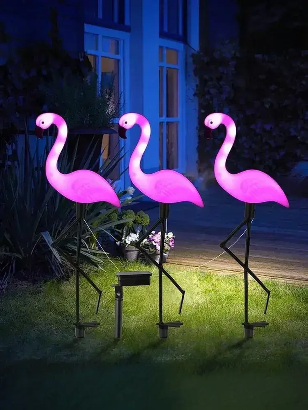Светильник садовый на солнечной батарее уличный Фламинго, 3 шт. ламп