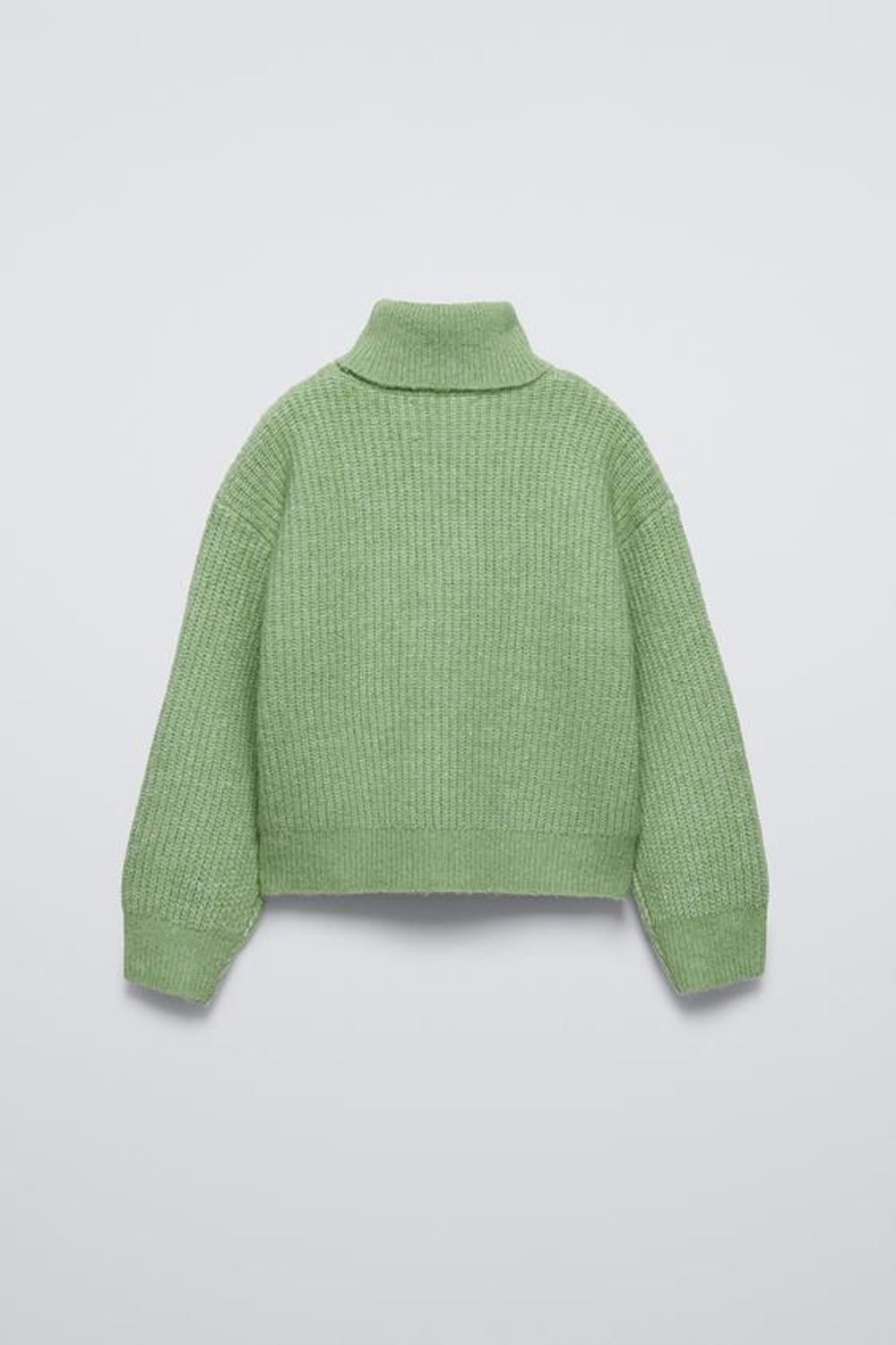 ZARA СВИТЕР С ВЫСОКИМ ВОРОТНИКОМ, СВЕТЛО-ЗЕЛЕНЫЙ