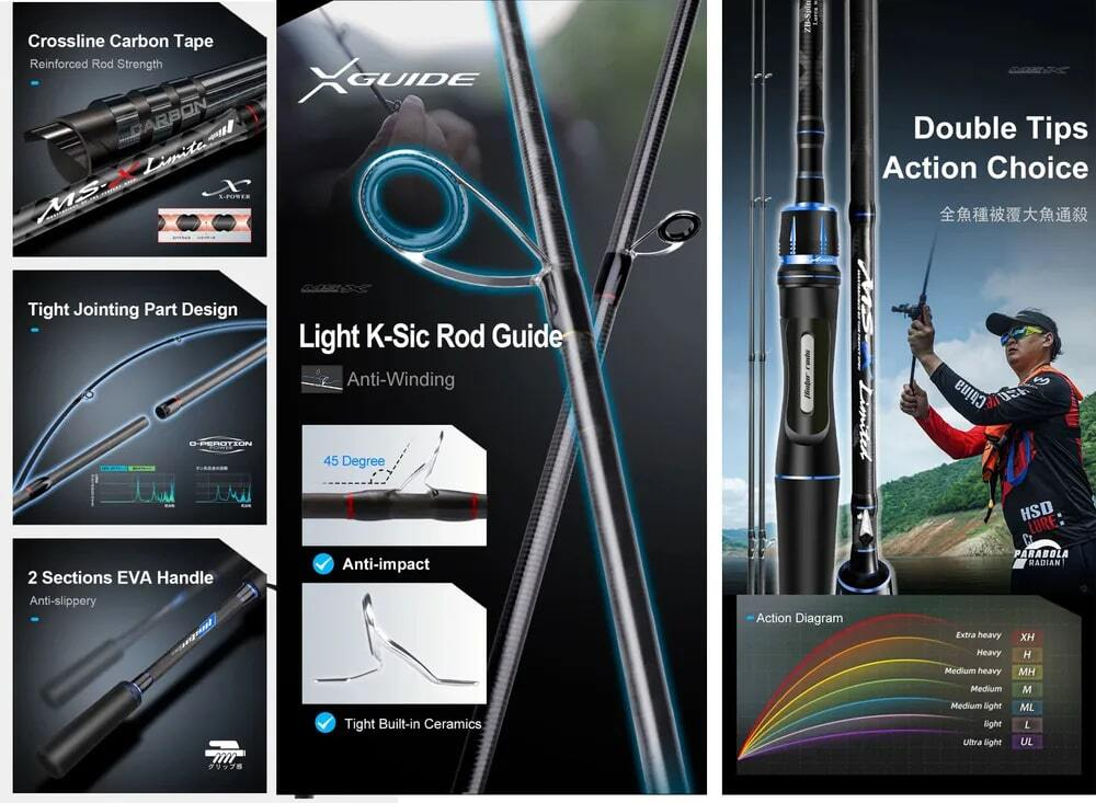 Cпиннинг Hasida MS-X Limited тест 5-18 гр длина 240 см + дополнительный хлыст