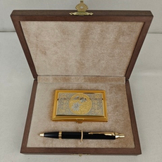 Набор "Цветы" (Златоуст), визитница и ручка Паркер