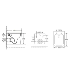 Унитаз подвесной Azario Boca 370х520х360 безободковый, с быстросъемным сиденьем микролифт (AZ-2002)