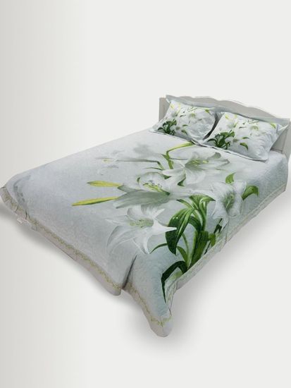 Покрывало Diva Afrodita Premium с вышивкой. Арт.047-Рафаэлло. Cатин, стеганое 220*240+2 наволочки 50*70