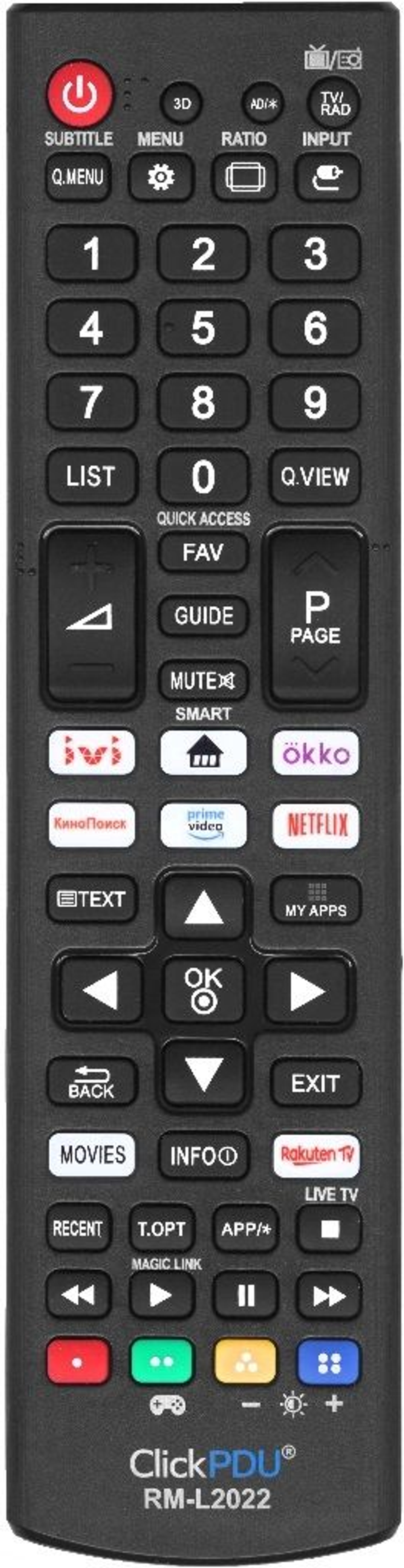 Пульт для LG RM-L2022 ivi , OKKO, HD КиноПоиск , корпус AKB76037608 универсальный пульт для любых телевизоров фирмы LG