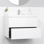 Комплект тумба ICON 80 (800х451х588) подвесная с раковиной CLARISSA 80 Белый глянец
