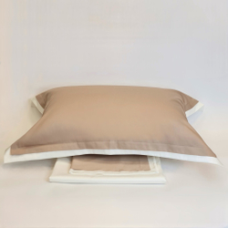 Постельное белье cемейное Сlaire&Caroll Lili бежевое с белым кантом