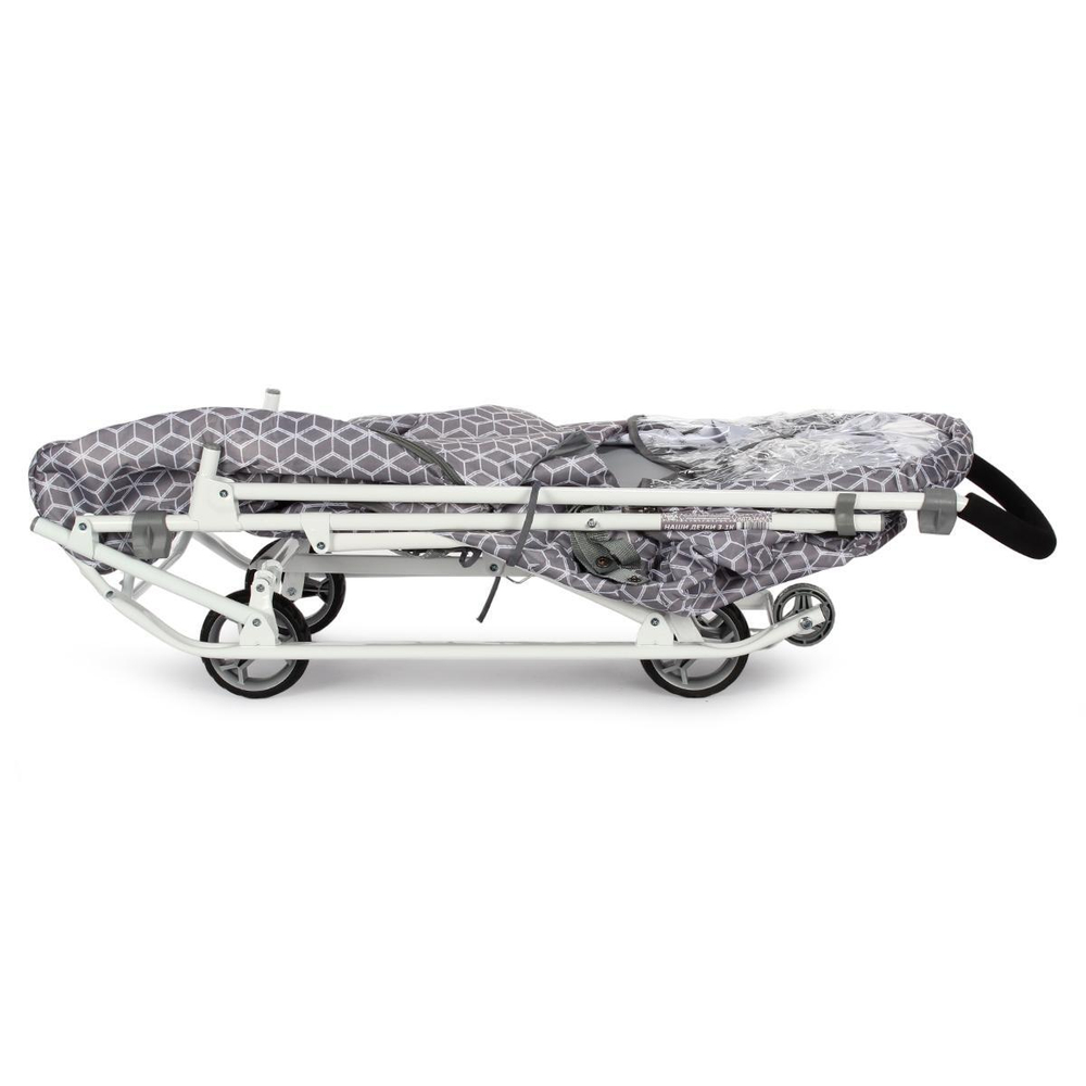 Санки-коляска "Наши Детки 3-1К" с ромбиками серый