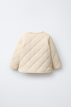 ZARA НЕЙЛОНОВАЯ КУРТКА ИЗ ИСКУССТВЕННОЙ ОВЧИНЫ WATER REPELLENT, ЭКРЮ