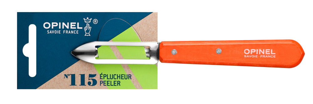 Нож для чистки овощей Opinel №115, деревянная рукоять, нержавеющая сталь, красный, блистер, 001931