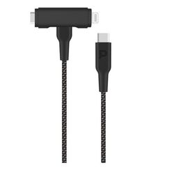 Кабель Powerology USB-C to USB-C + Lightning PD60W (PCAB007BK) Black
