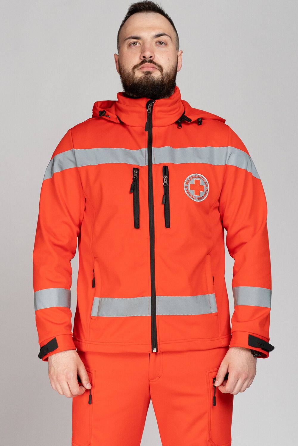 Куртка демисезонная мужская Скорая помощь MedicLine SOFTSHELL красная