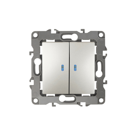 Выключатель ЭРА Серия 12 12-1105-15 двойной с подсветкой 10АХ-250В IP20 перламутр