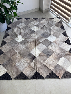 Ковер прямоугольный натуральный мех овчина, 220 х 200 см.