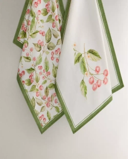 ZARA HOME НАБОР КУХОННЫХ ПОЛОТЕНЕЦ ИЗ ХЛОПКА С ВИШНЯМИ (НАБОР ИЗ 2 ШТУК), КРАСНЫЙ