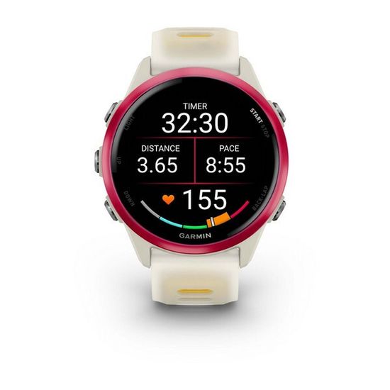 Garmin Forerunner 570 42 мм — малиновый корпус, ремешок слоновая кость/манго