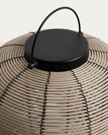 Портативная светодиодная настольная лампа Saranella из светло-серого искусственного ротанга