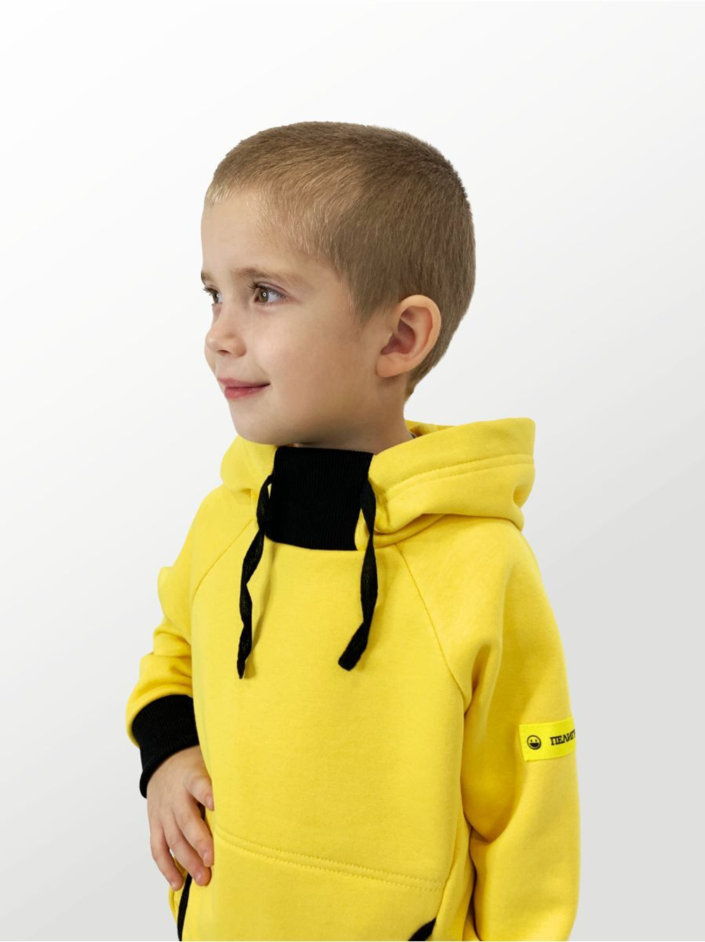 Худи для детей, модель №4, с капюшоном, рост 122 см, желтый
