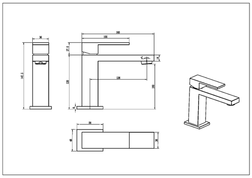 Cмеситель для умывальника Qubic Copper Brushed