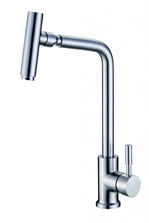 Смеситель для кухни aQuaDv с выдвижной лейкой, нержавейка, гайка 550-04