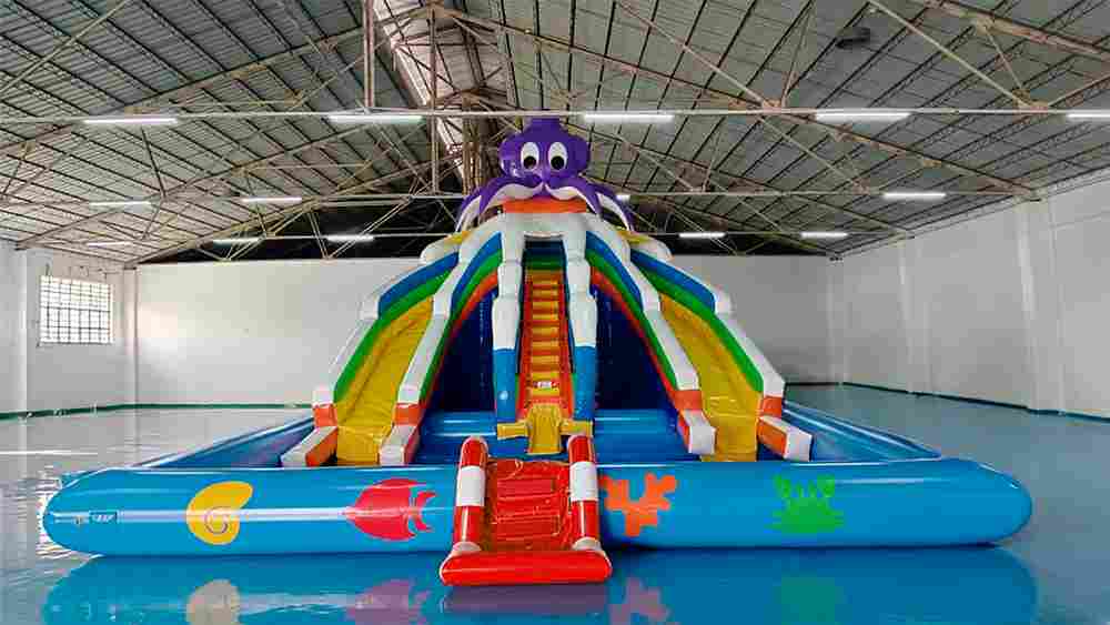 Надувная лестница для бассейна из ПВХ с бассейном, красный, 1.82*1.1*0.87 м