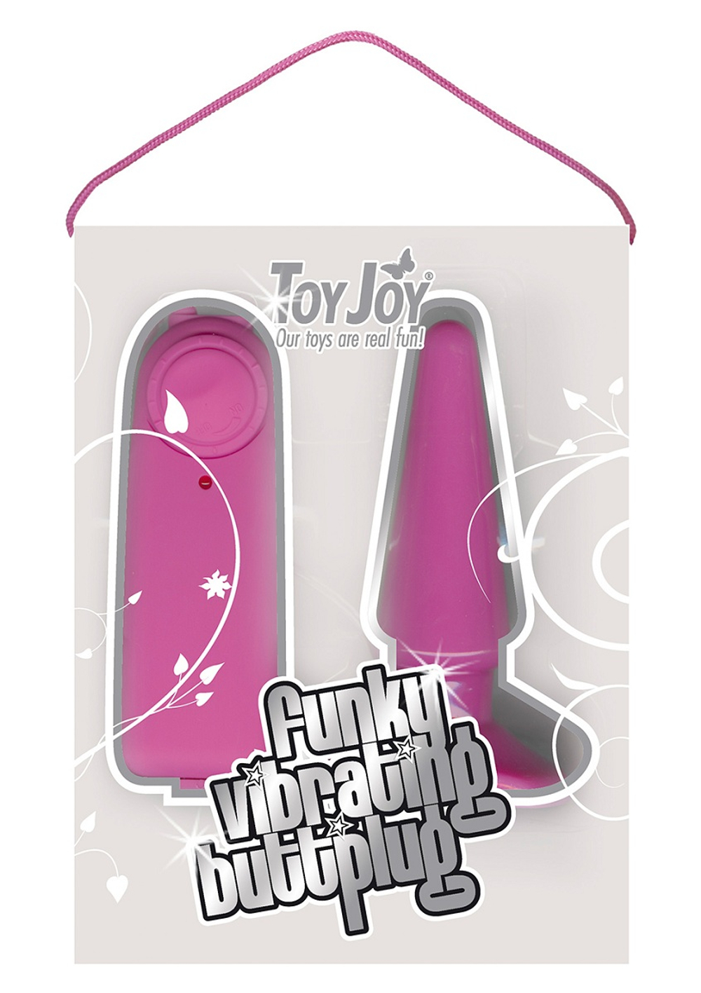Пурпурная анальная пробка Funky Vibrating с вибрацией - 10,5 см.