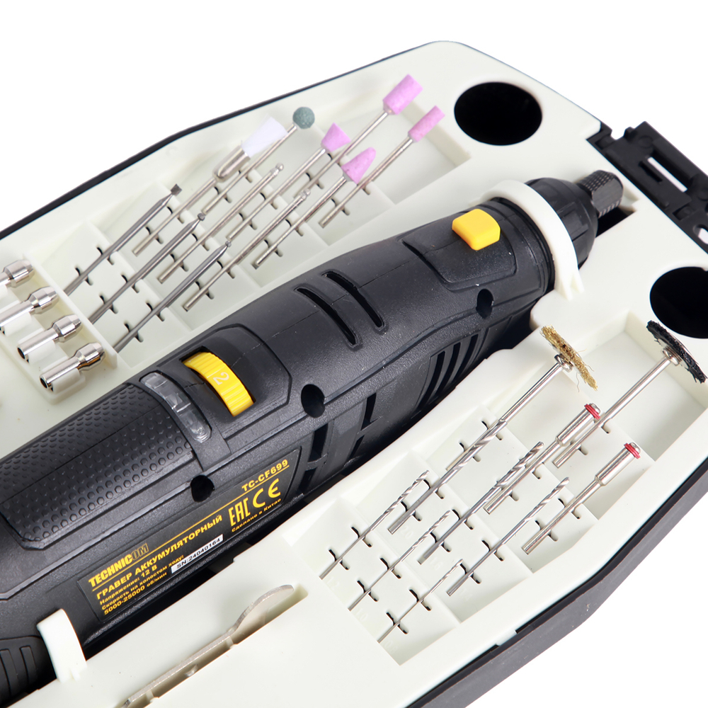 Гравер аккумуляторный TECHNICOM TC-CF699, 12В, 2Ач, 6 скоростей, 5000-25000 об/мин