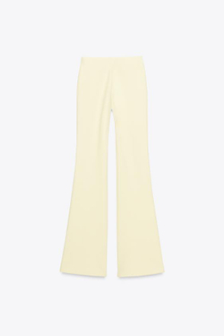 ZARA БРЮКИ FLARE ИЗ КРЕПА, СВЕТЛО-ЖЕЛТЫЙ