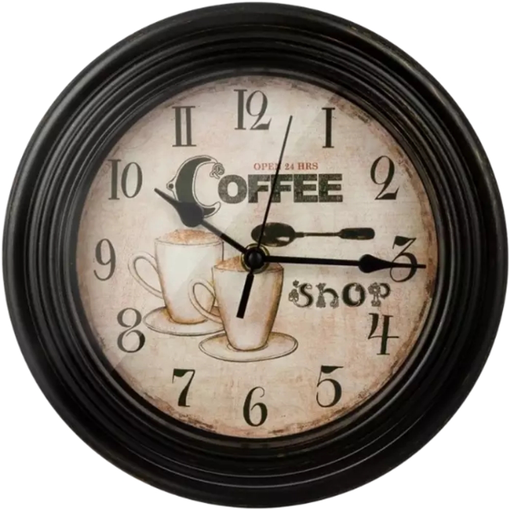ЧАСЫ НАСТЕННЫЕ "COFFEE SHOP" 22,8*22,8*4,6 СМ. 220-449 Lefard