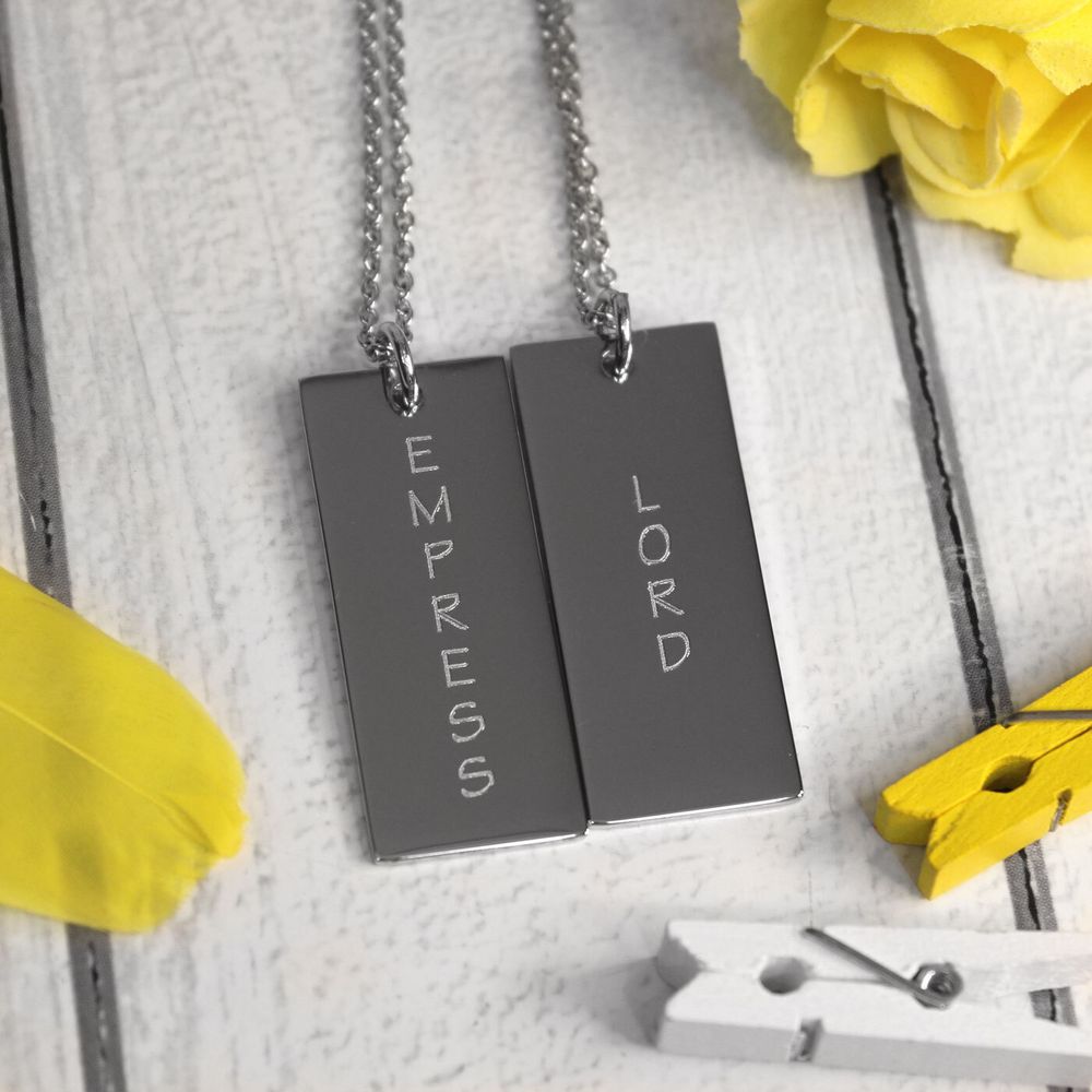 Парные узкие подвески для двоих с гравировкой на заказ