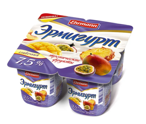 ЙОГУРТ ЭРМИГУРТ СЛИВОЧНЫЙ ТРОПИЧЕСКИЕ ФРУКТЫ 7.5% 100ГР