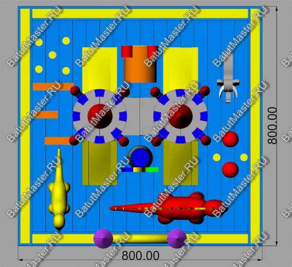 Большой надувной батут "Средневековье" 15*15*5 м