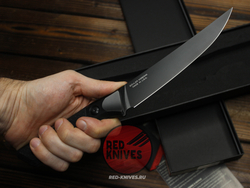 Кухонный нож Microtech Boning кастом - клинок DLC, больстеры титан, рук. G10