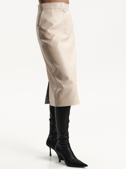 Юбка экокожа в молочном цвете