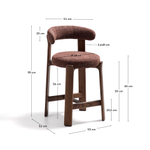 Полубарный стул Granite из коричневого шенилла и ясеня с отделкой орех 65 см