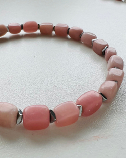 Комплект Чокер-обруч и Браслет-обруч. Розовый опал